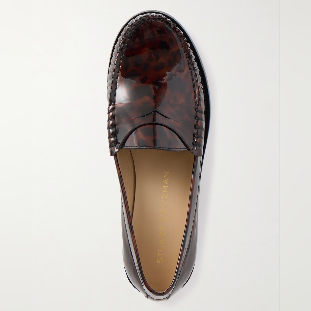Stuart Weitzman Lottie Tortoiseshell Patent-Leather Loafers